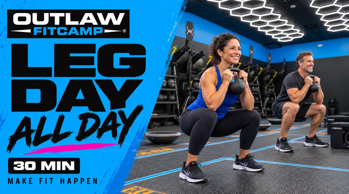 LEG DAY ALL DAY - Outlaw FitCamp 30-minute class artwork.
